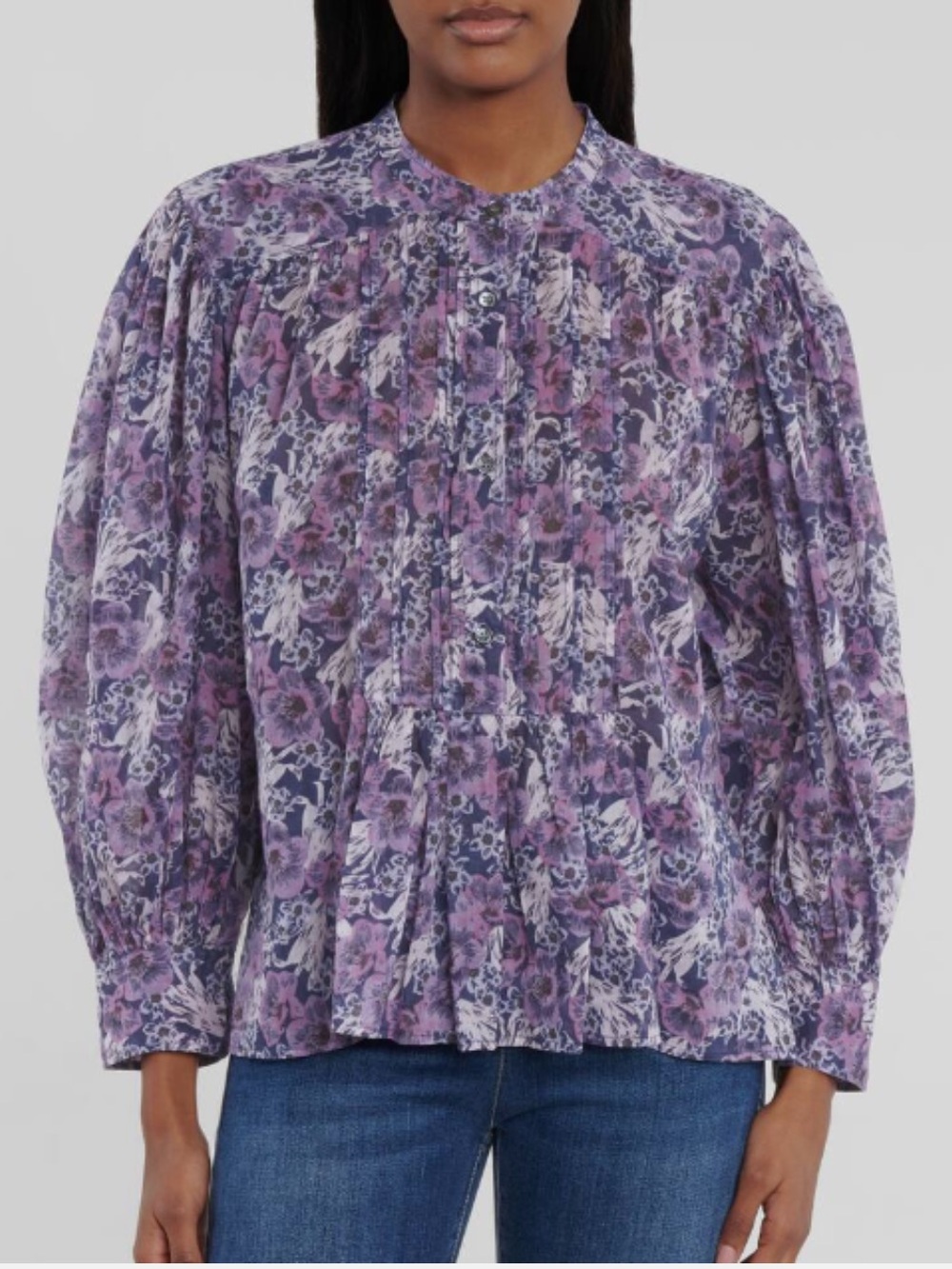 Isabel Marant Etoile Adigra floral flowy button front top purple size 36 US 4